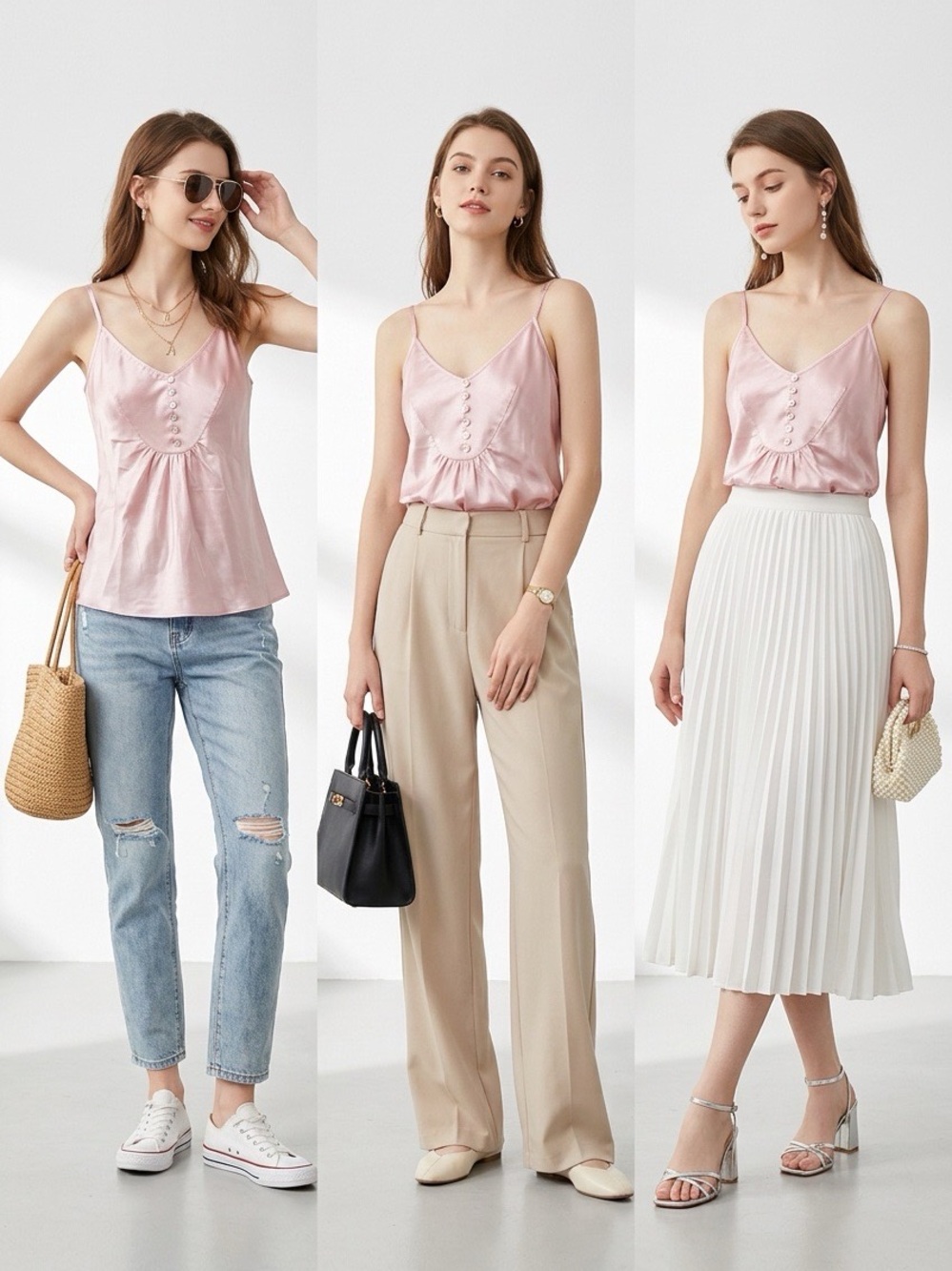 Camisole Silk Top - Button-Front by Jak & Rae